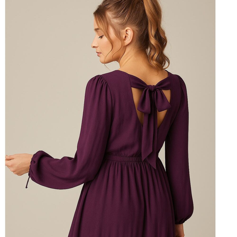 C'ISA Tie Back Babydoll Mini Dress GOTH WHIMSY FAIRY GRUNGE Size Medium M Plum